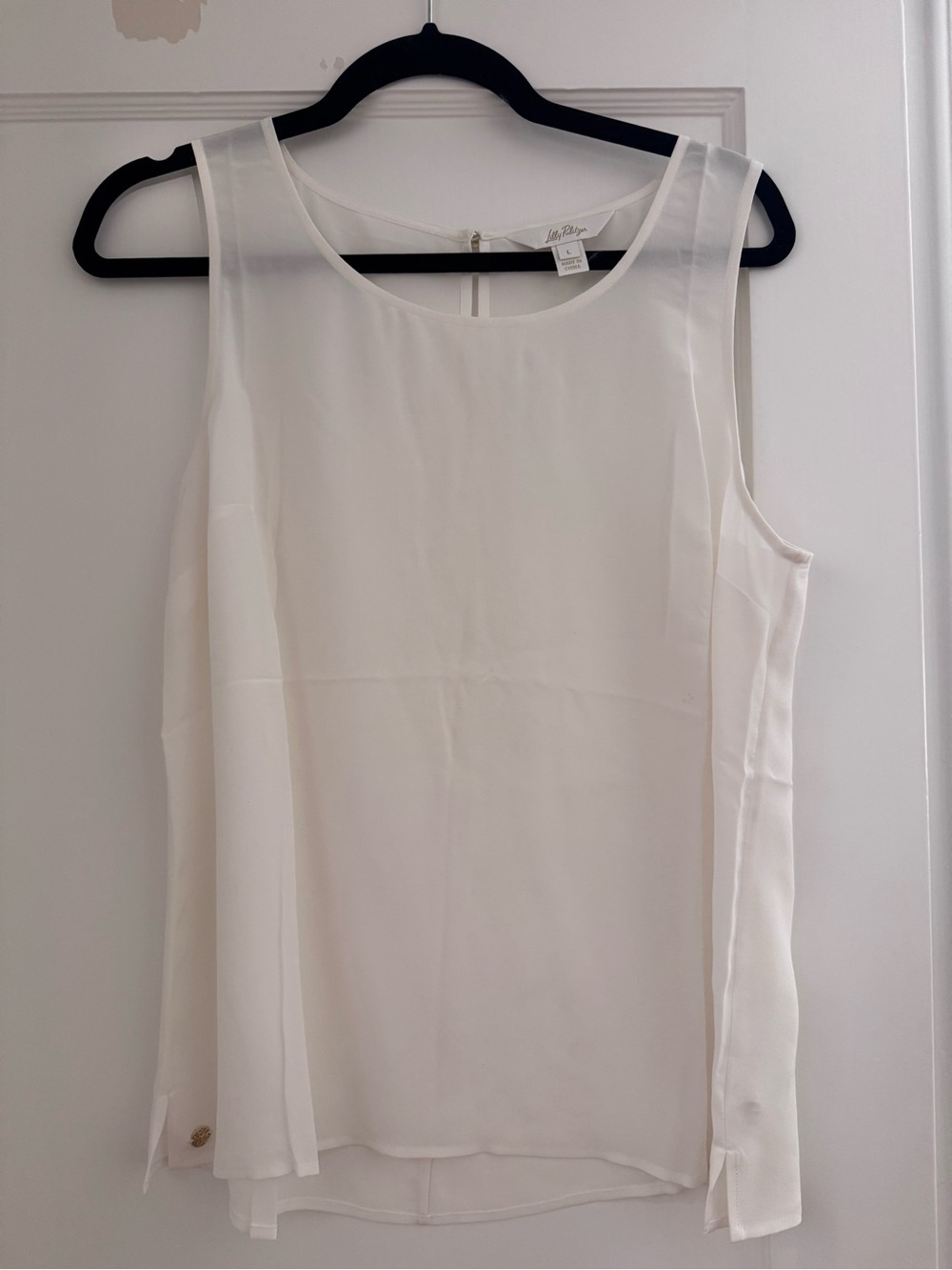 Lilly Pulitzer White Sleeveless 100% Silk Chiffon Tank